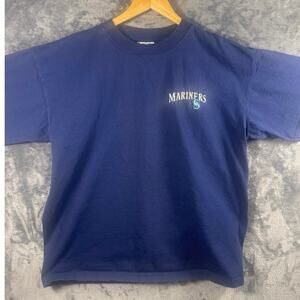 VTG 90s Majestic Seattle Mariners Embroidered Logo T Shirt Men’s XL Navy Blue